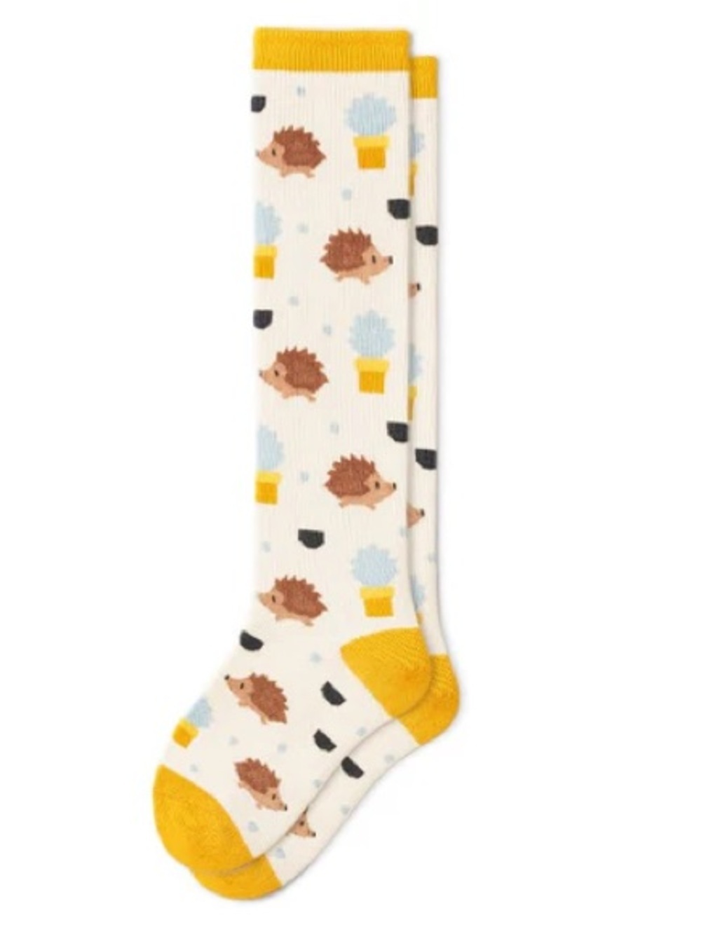 Compression Knee-High Socks with Hedgehog & Plant Print size L - XL